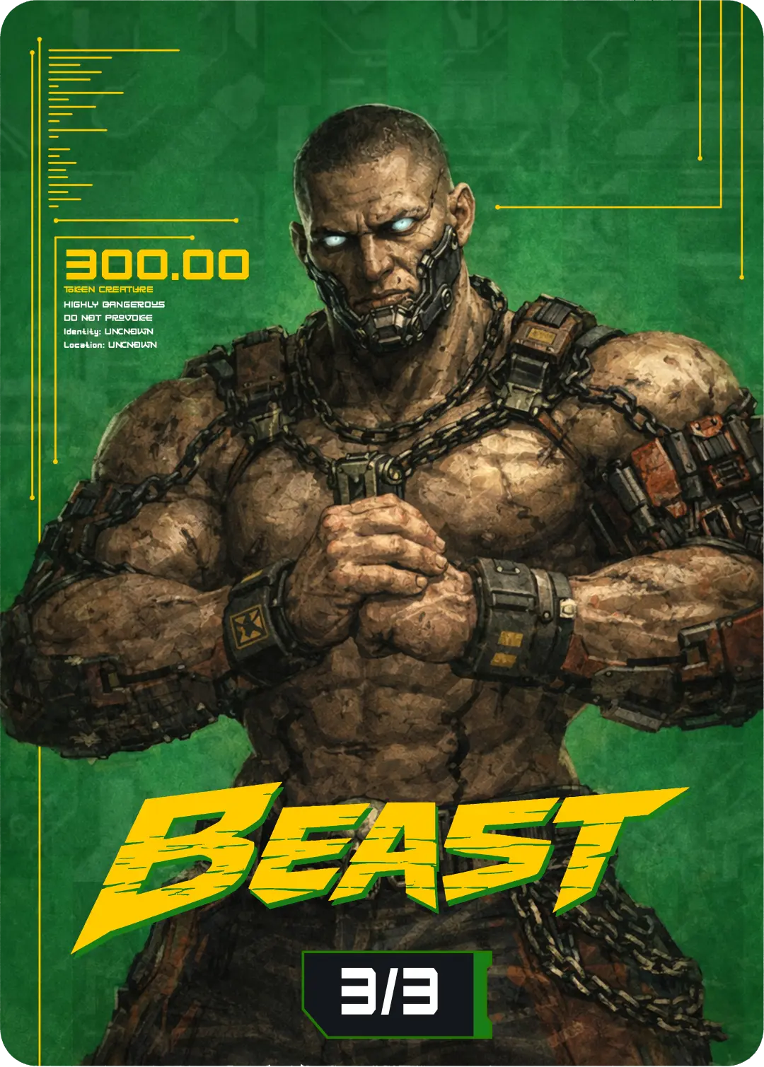 Beast (3/3), Cyberpunk Themed MtG Token