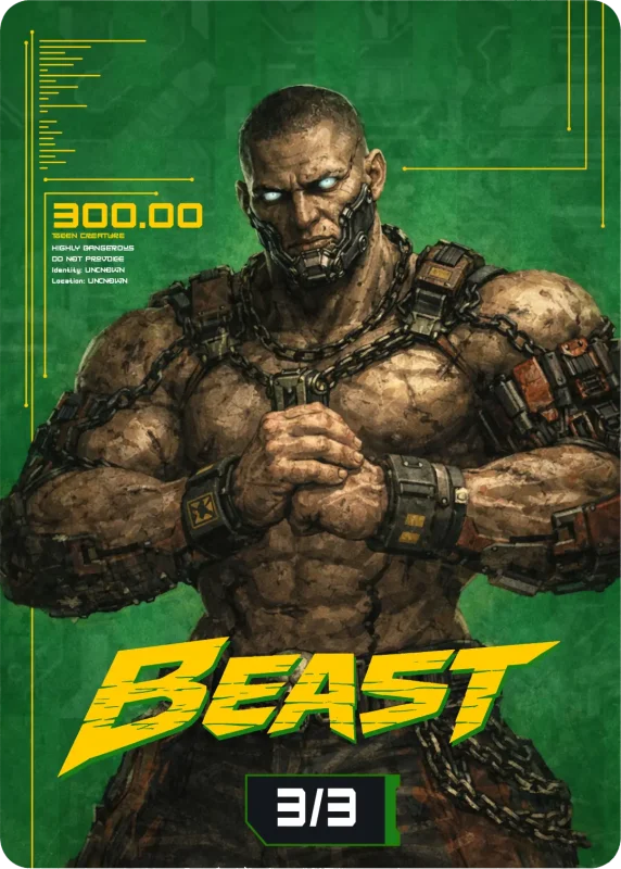 Beast (3/3), Cyberpunk Themed MtG Token