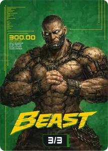 Beast (3/3), Cyberpunk Themed MtG Token – image 1