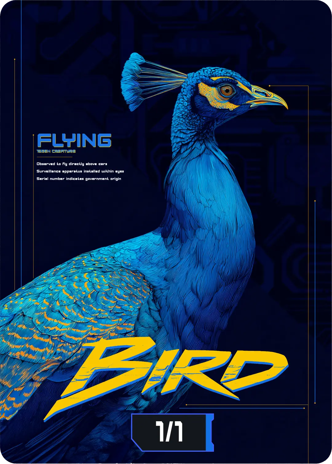 Bird (1/1), Cyberpunk Themed MtG Token