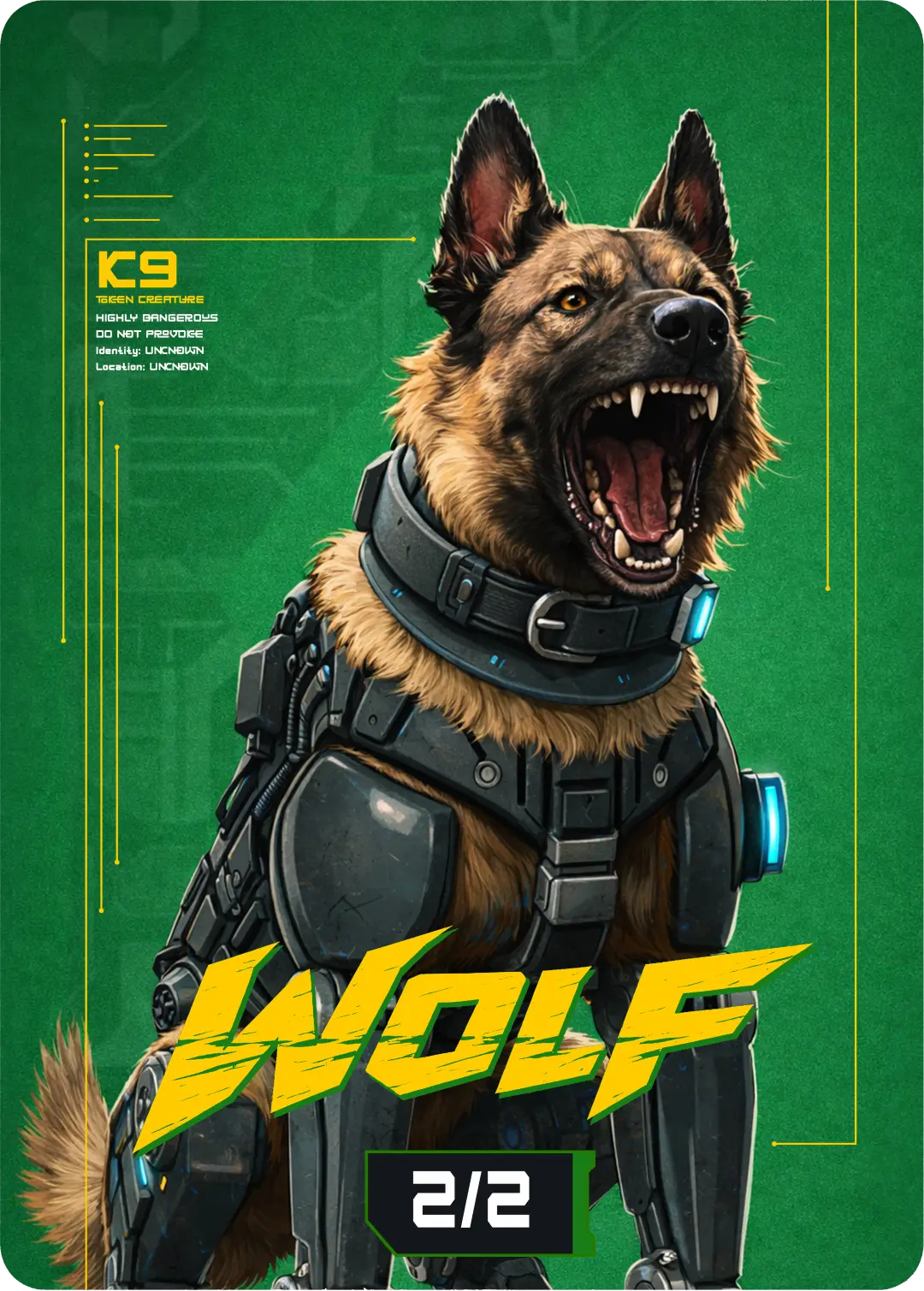 Wolf (2/2), Cyberpunk Themed MtG Token