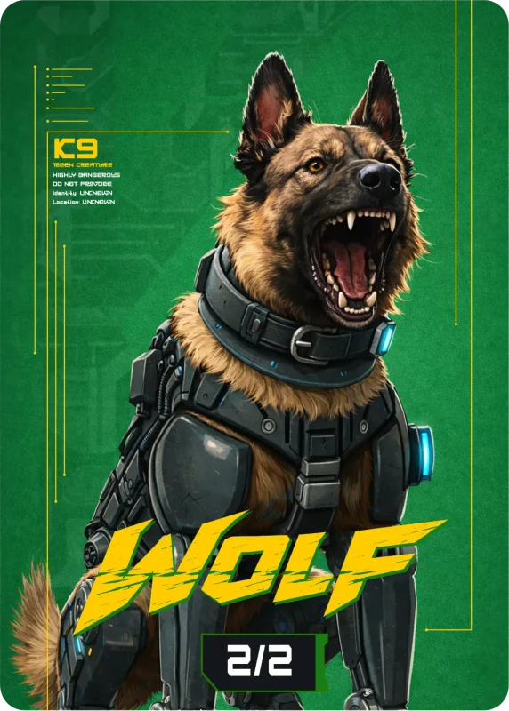 Wolf (2/2), Cyberpunk Themed MtG Token