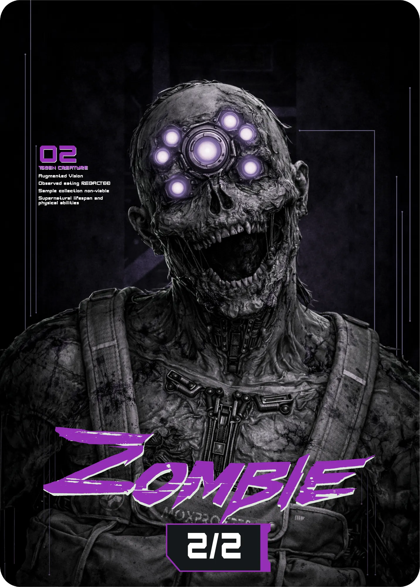 Zombie (2/2), Cyberpunk Themed MtG Token